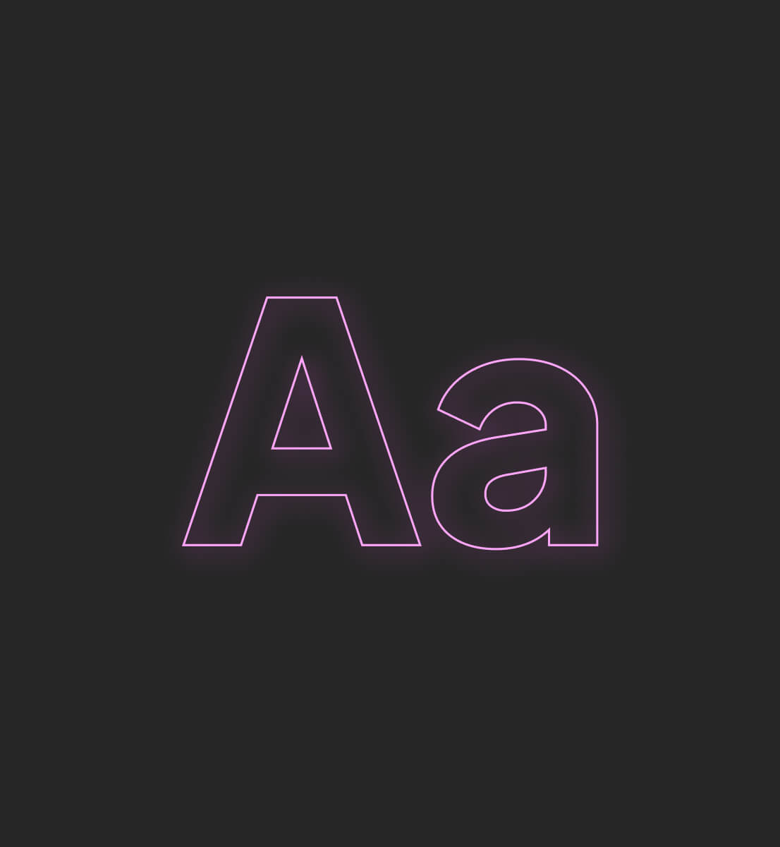 Outline of uppercase and lowercase letter A in pink neon glow on black background.